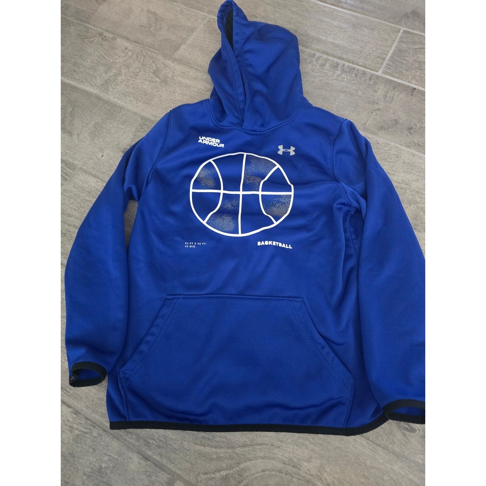 Under Armour ColdGear Youth Medium Blue Fleece Lined Pullover Hoodie Basketball
